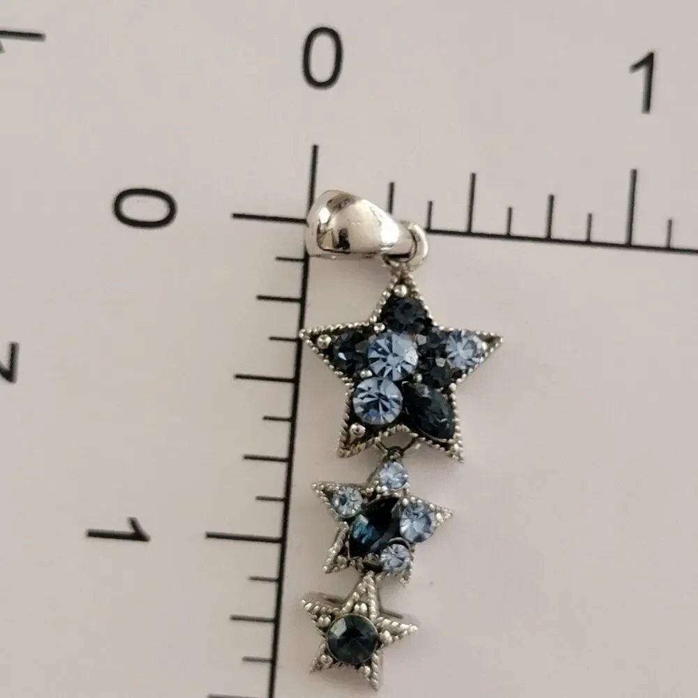 Womens Watch Star Dangle Gemmed Blue Crystal Accents Silver Case Dress